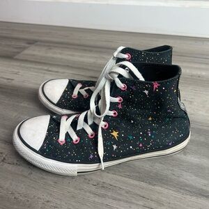 Converse Kids High-Top Sneakers - Black with Colorful Stars